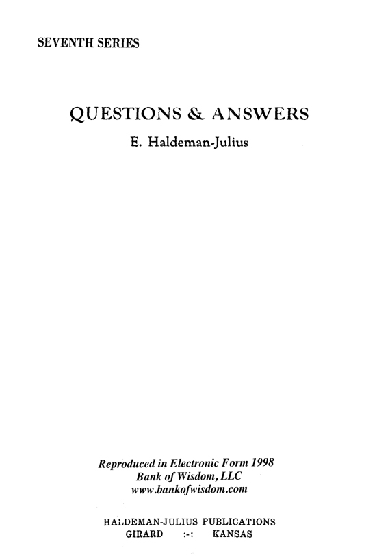 (image for) Questions And Answers, Vol. 7.